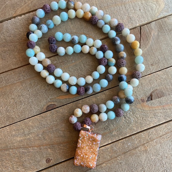 Handmade 108 Bead Natural Stone Mala Necklace - Picture 2 of 3